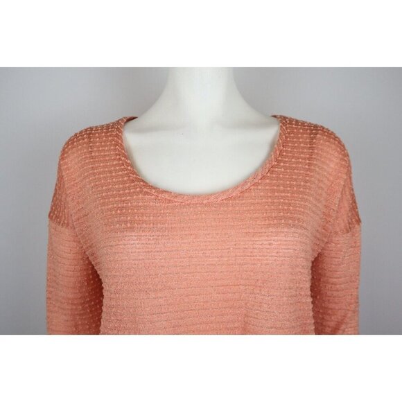 BKE - BUCKLE - WOMEN'S CORAL ORANGE TEXTURED 3/4 SLEEVE TUNIC TOP - SIZE S - Picture 3 of 6